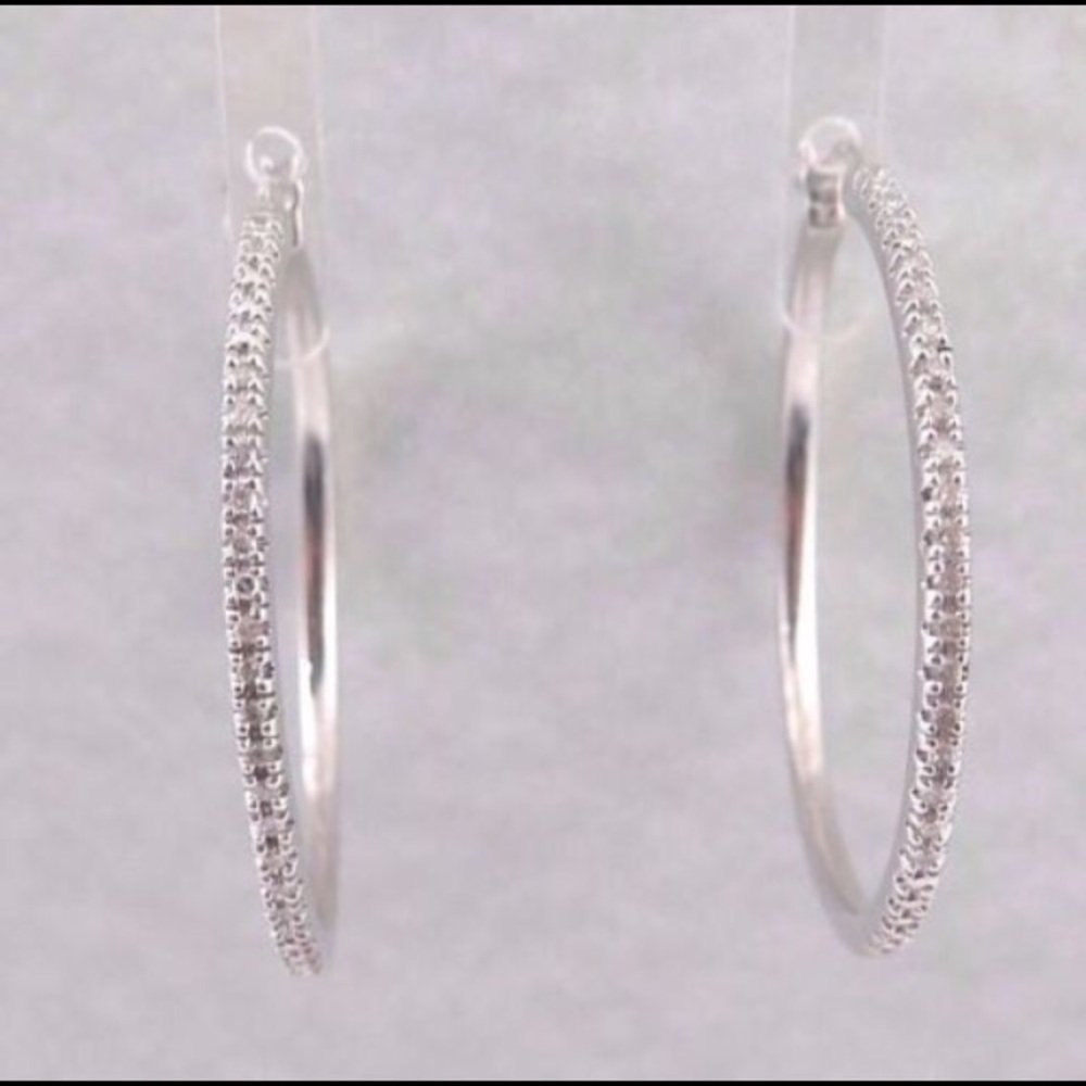 Sterling Silver Diamond Hoop Earrings 0.50ct